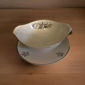 Royal Jackson China GRAVY BOAT DEAUVILLE Pattern PARISIENNE  Gray Floral Vintage